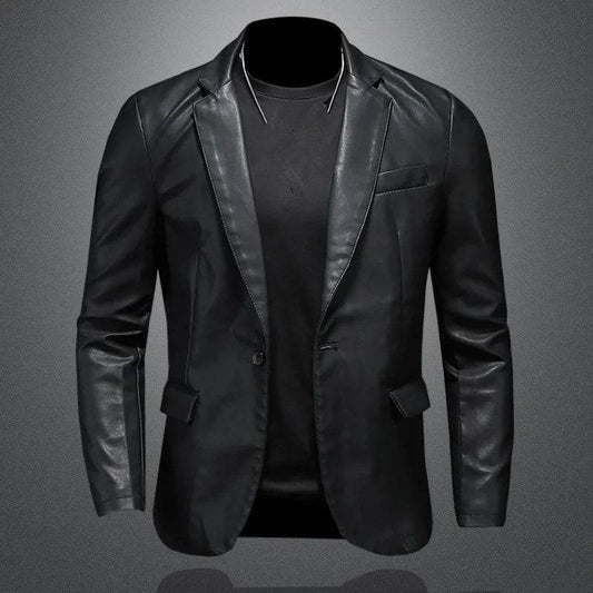 Buy Center Men's Slim Fit Leather Jacket - Casual Motorcycle Style - Buy Center UK