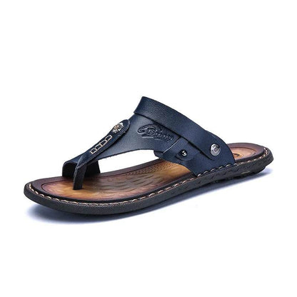 DUDELI Men's Genuine Leather Sandals - Comfortable Slip-On Summer Shoes - Buy Center UK