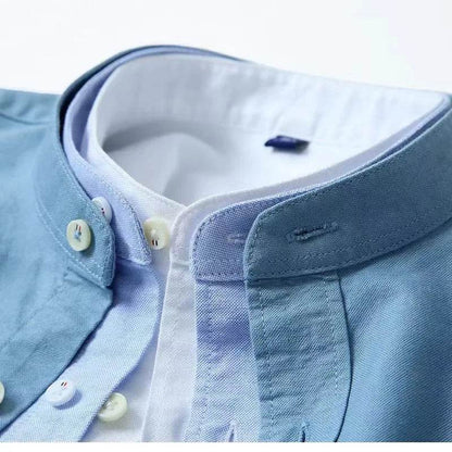 Buy Center Men's No-Iron Pure Cotton Oxford Shirt - Stand Collar - Buy Center UK