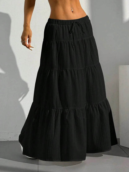 Buy Center Women's Loose Long Skirt - White Lace Up Bow Design - Buy Center UK
