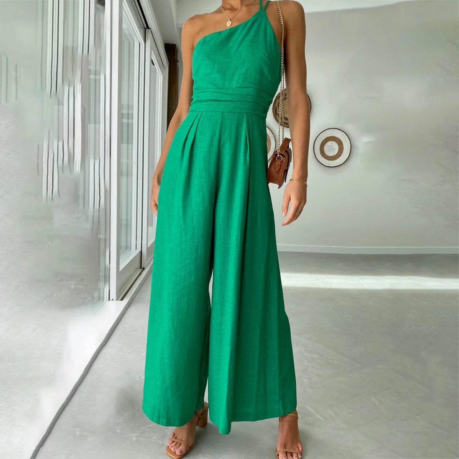 Elegant One Shoulder Cotton Party Jumpsuit - Buy Center 2023 - Buy Center UK