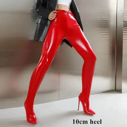 Sgesvier Sexy Stiletto Patent Leather Boots - Thin High Heels - Buy Center UK