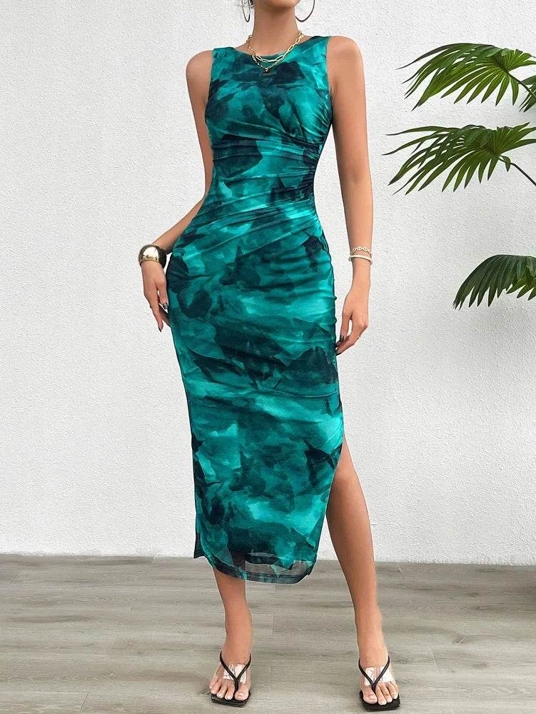 Buy Center Women's Slimming Sleeveless Tie-Dye Dress for Summer - Buy Center UK
