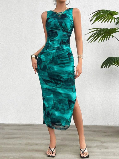 Buy Center Women's Slimming Sleeveless Tie-Dye Dress for Summer - Buy Center UK