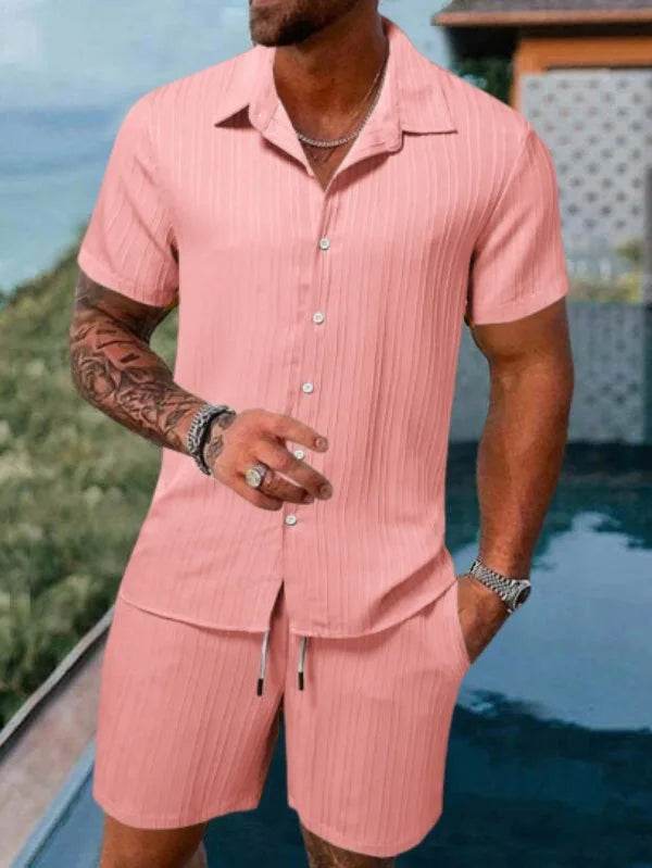 Buy Center Men's Summer Polo Suit - Casual Loose Fit Shorts Set - Buy Center UK