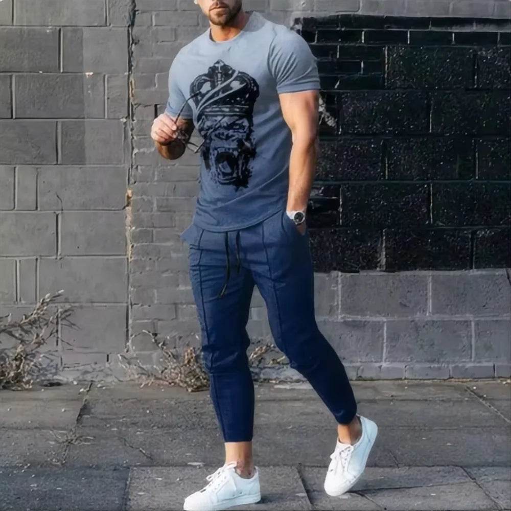 Buy Center Men's 2-Piece Jogging Suit - 3D Printed Summer Style - Buy Center UK