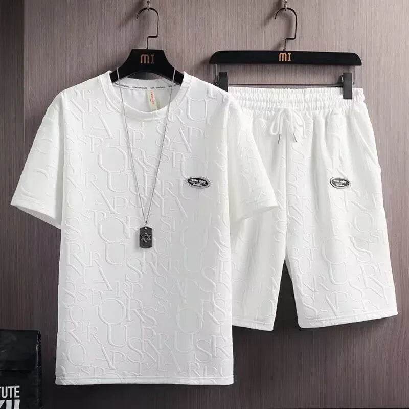 Trendy Summer Suit for Men - Casual Short Sleeve T-Shirt & Pants - Buy Center UK