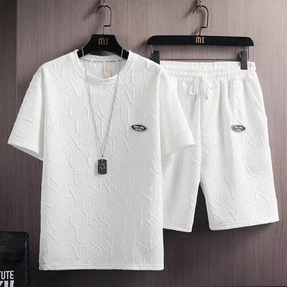 Trendy Summer Suit for Men - Casual Short Sleeve T-Shirt & Pants - Buy Center UK