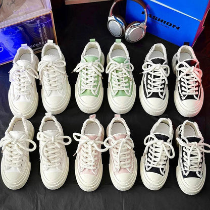 2024 Trendy Canvas Skateboarding Shoes - Comfortable Thick Bottom for Couples - Buy Center UK