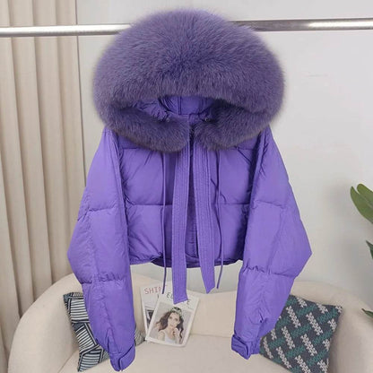 Buy Center Winter Women Jacket - Detachable Fur Collar & Duck Down - Buy Center UK