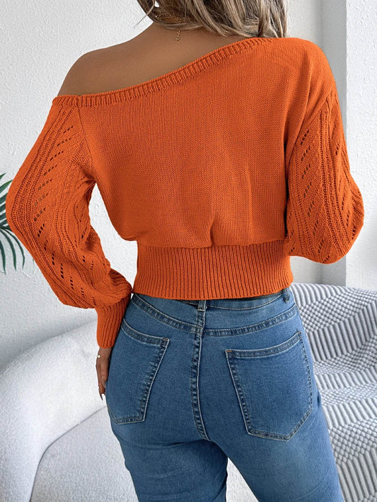 Buy Center Off-Shoulder Knitted Pullover Sweater for Women - Elegant Design - Buy Center UK