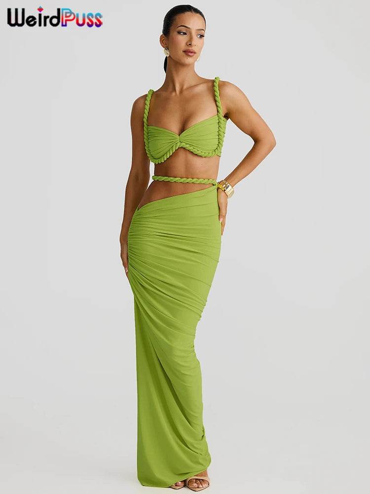 Weird Puss Square Collar 2 Piece Set - Chic Summer Bra & Skirt - Buy Center UK