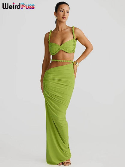 Weird Puss Square Collar 2 Piece Set - Chic Summer Bra & Skirt - Buy Center UK