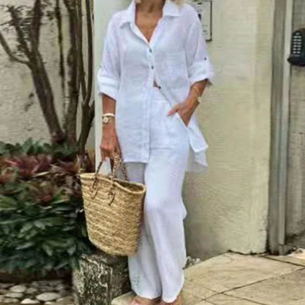 Buy Center Women's Summer Cotton Linen 2 Piece Set - Stylish & Comfortable - Buy Center UK