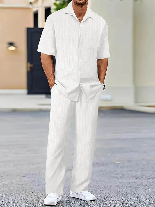 Buy Center Men's Summer Shirt and Pants Set - Classic Casual Style - Buy Center UK