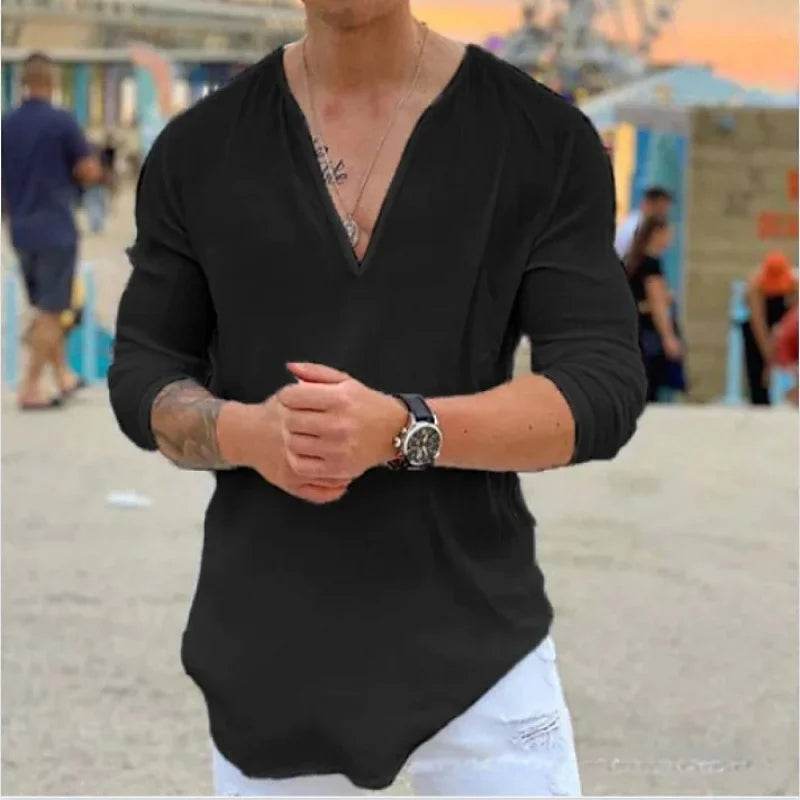 Buy Center Men's Loose Shirt - Cotton Linen Spring Autumn Style - Buy Center UK