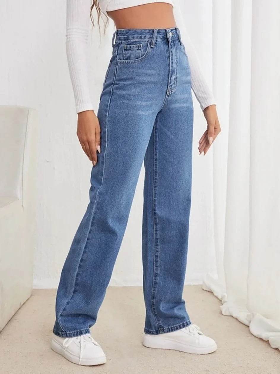 Buy Center Women's Loose Slimming Jeans - High Waist Straight Pants - Buy Center UK