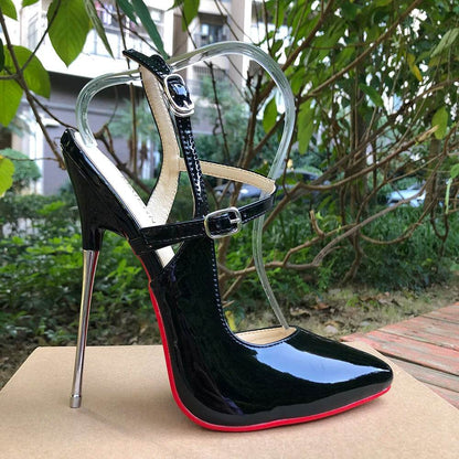 Buy Center 16cm Super High Heels Stilettos - Black Ankle Strap Pumps - Buy Center UK