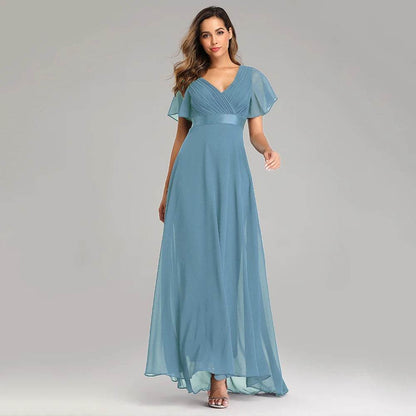XUCTHHC Elegant V-Neck Evening Gown - Ruffles for Wedding Parties - Buy Center UK
