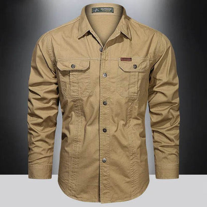 2024 Spring Men's Cotton Cargo Shirt - Long Sleeve Multi-Pocket - Buy Center UK