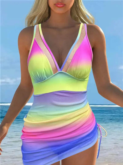 2025 Solid Mesh Patchwork One Piece Swimwear - Sexy Push-Up Design - Buy Center UK