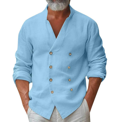Buy Center Men's Cotton Linen Button Down T-shirt - Spring & Summer Style - Buy Center UK