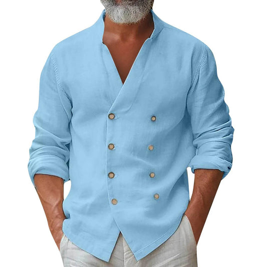 Buy Center Men's Cotton Linen Button Down T-shirt - Spring & Summer Style - Buy Center UK