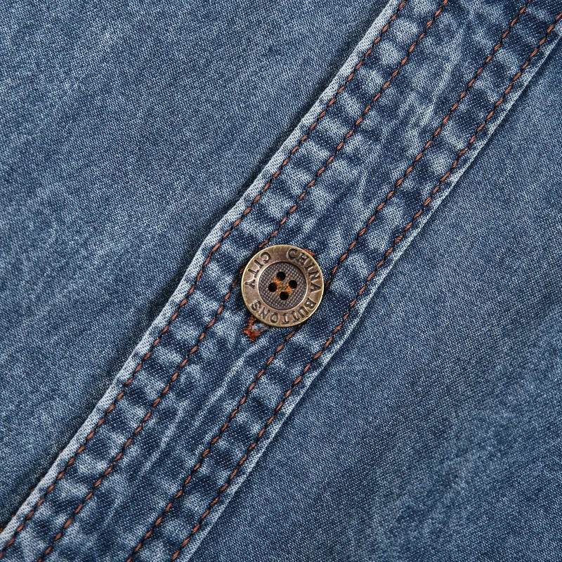 Buy Center 2023 Summer Denim Shirt - Short Sleeve Cotton Blue - Buy Center UK