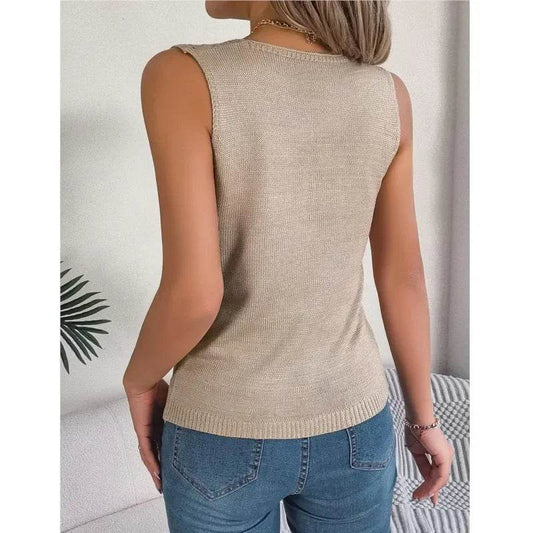 Stylish Women's V-Neck Button Tank Top - Perfect for Summer Vacations - Buy Center UK