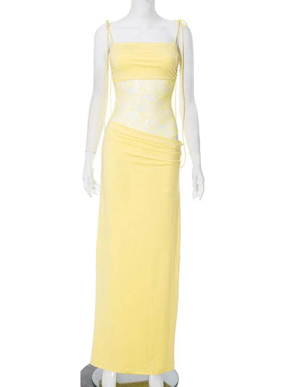 Elegant Lace Cut Out Maxi Dress - Sexy Spaghetti Strap for Summer - Buy Center UK