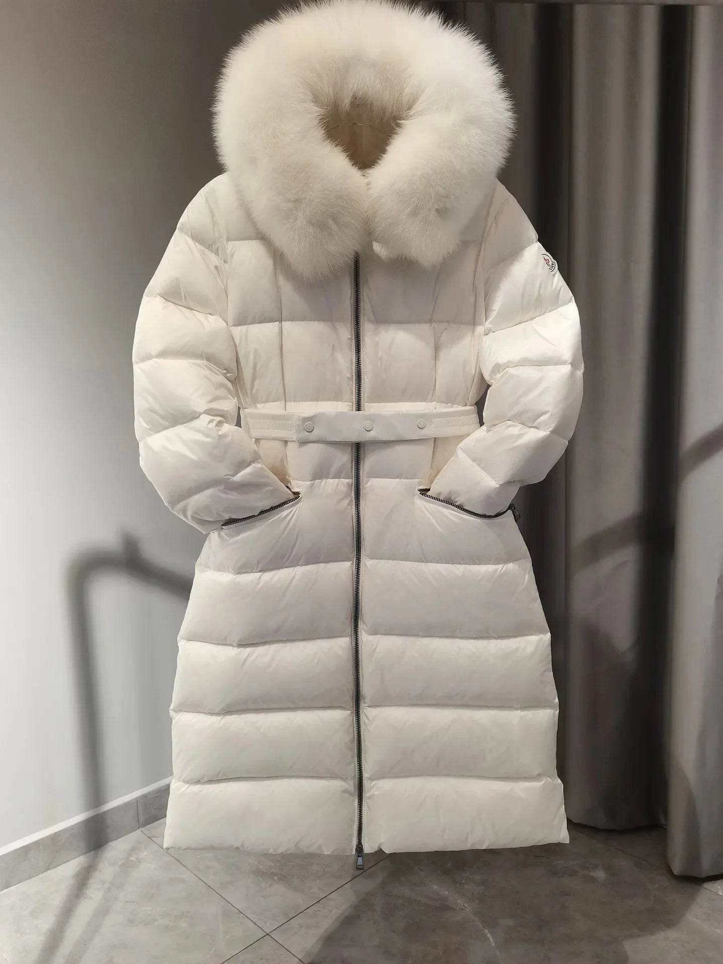 Mont Home Long Women's Down Jacket - Hooded & Waist Cinched - Buy Center UK
