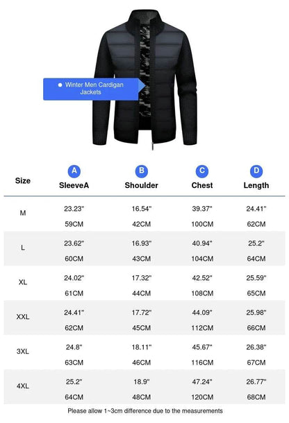 Buy Center Men's Winter Cardigan - Warm Fleece Lined Knit Jacket - Buy Center UK