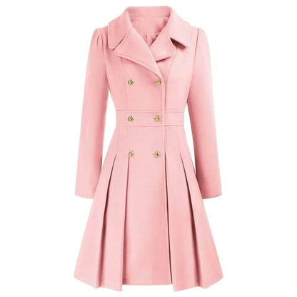 Buy Center Women's Wool Blend Coat - Double-Breasted Elegant Outerwear - Buy Center UK