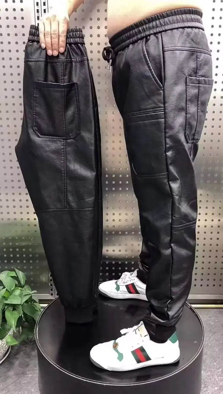 Buy Center Outdoor Loose Harem Leather Pants - Casual Luxury Style - Buy Center UK