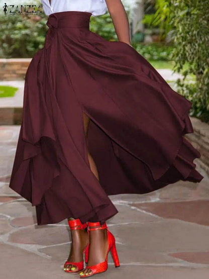 ZANZEA Summer Party Sundress - High Waist Irregular Skirt Maxi Dress - Buy Center UK