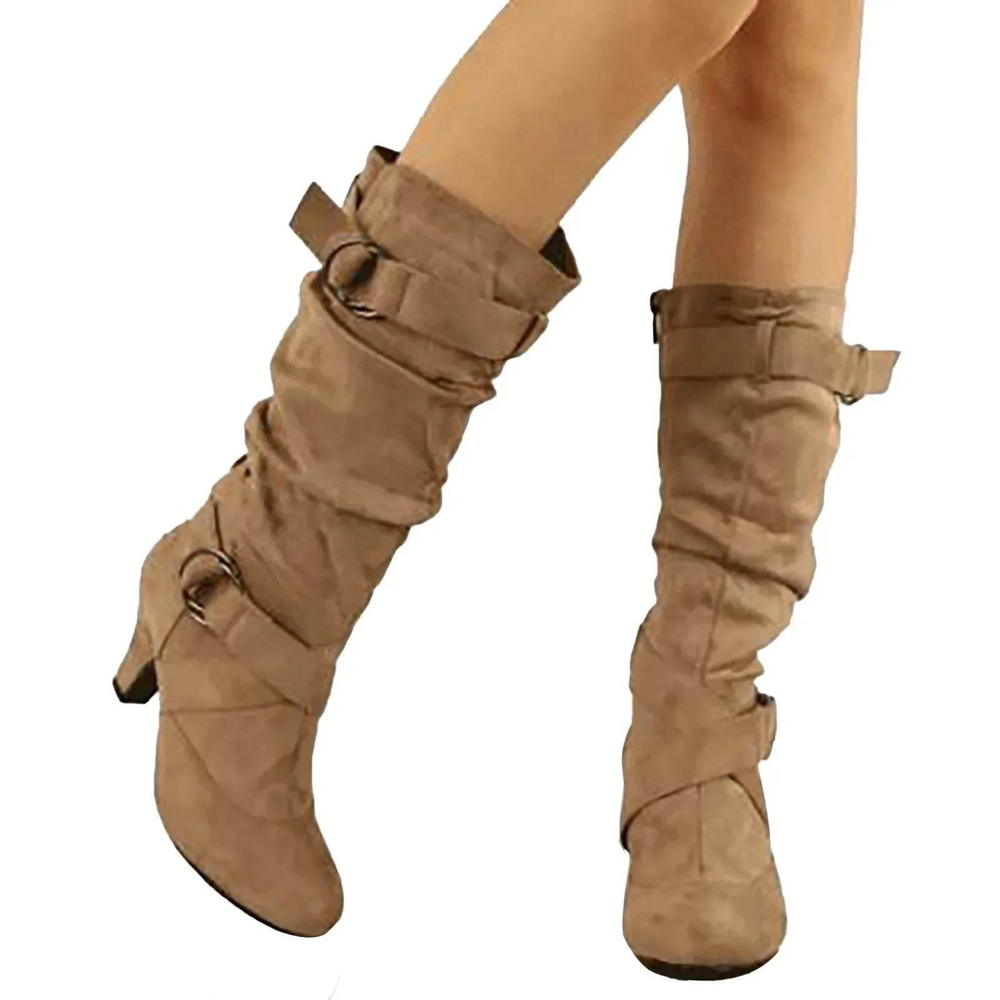 Buy Center Women's Winter Boots - Mid Calf, Wide Fit, Spike Heel - Buy Center UK