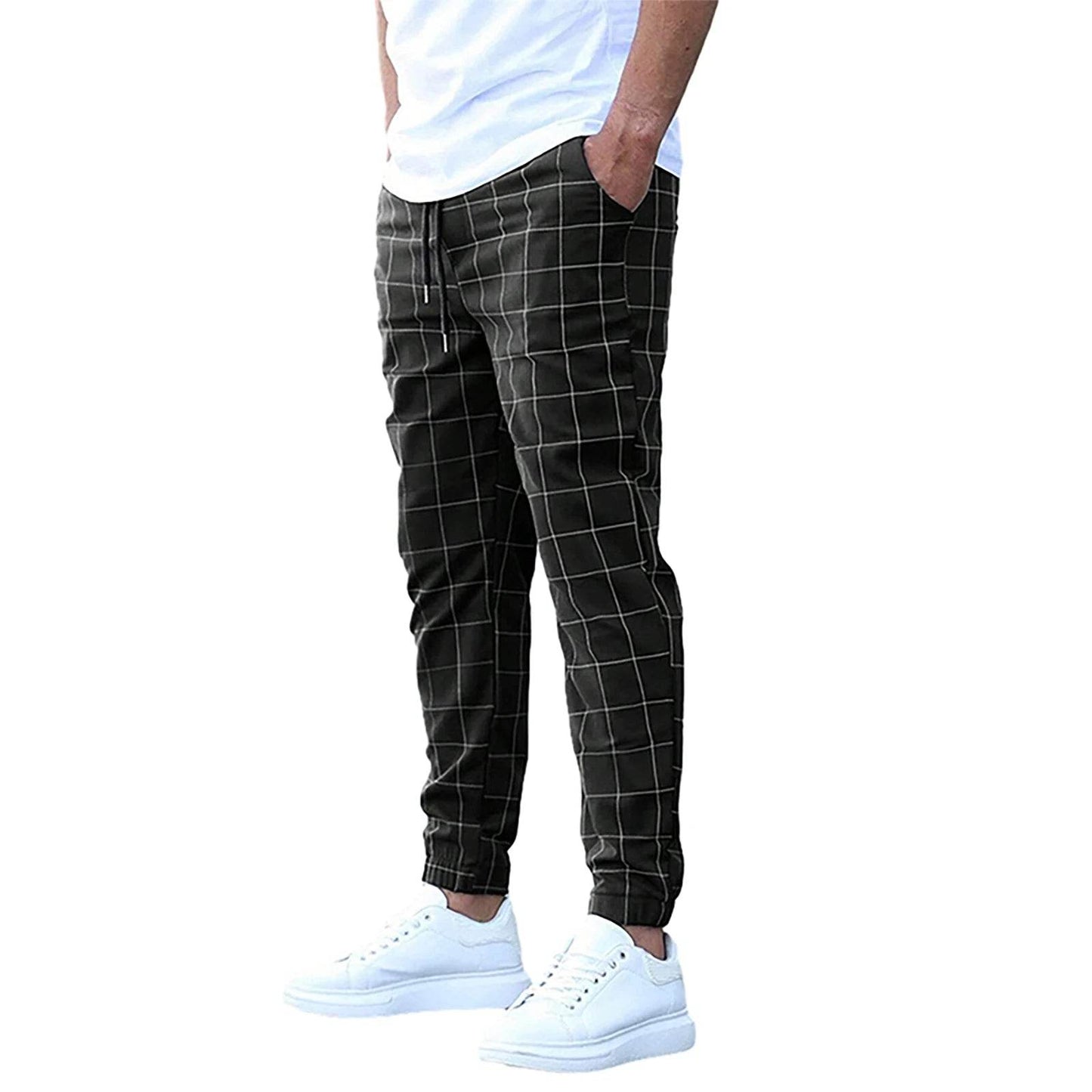 Buy Center Men’s Plaid Pants - Elastic Waist Casual Trousers with Pockets - Buy Center UK