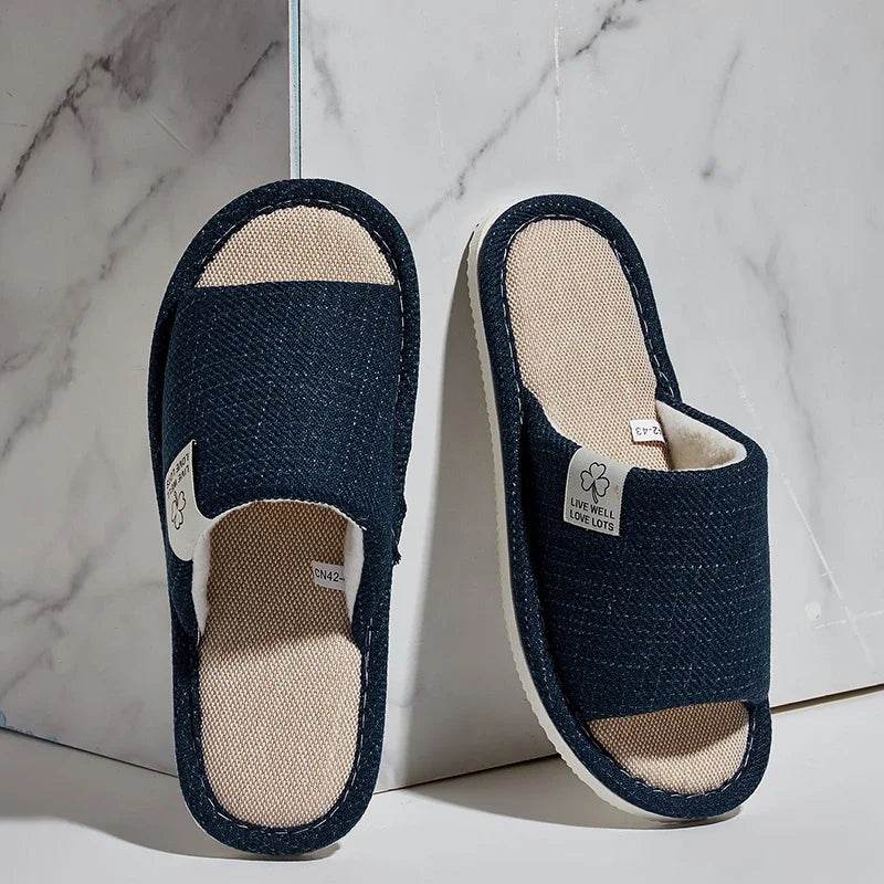 Buy Center Men’s Linen Slippers - Open-Toed, Comfortable for Home - Buy Center UK