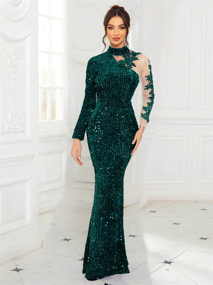Romagic Royal Blue Long Sleeve Evening Dress - Elegant Cocktail Gown - Buy Center UK