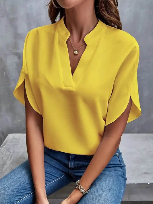 Buy Center Elegant Chiffon Blouse - V-Neck, Long Sleeve for Summer - Buy Center UK