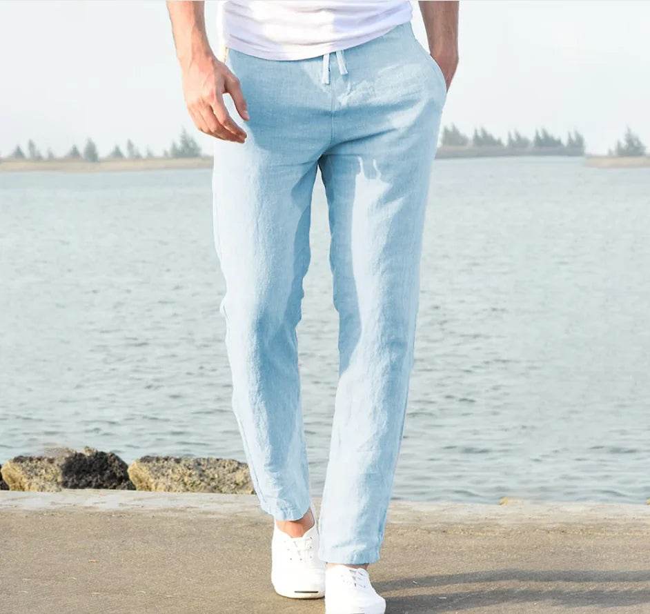 Buy Center Men's Linen Wide Pants - Oversized Casual Sweatpants - Buy Center UK