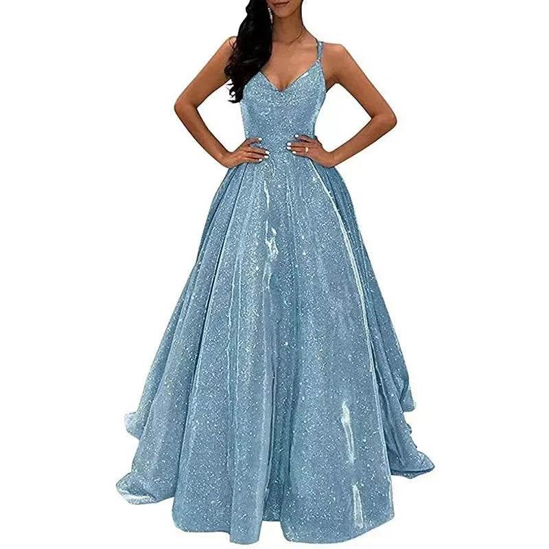 Buy Center Elegant Long Sleeveless Dress - Glowing Strap Design - Buy Center UK