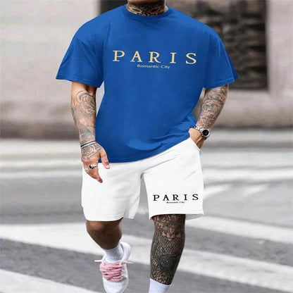 Hot Summer Men's Casual Suit - Letter Print T-Shirt & Shorts Set - Buy Center UK