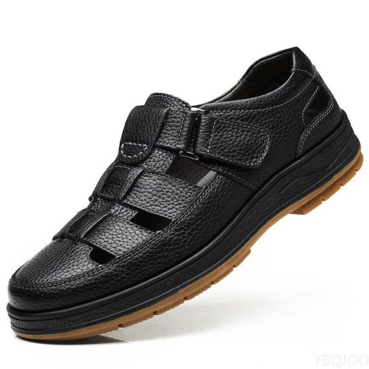 YBQJOO Men's Genuine Leather Sandals - Comfortable Casual Outdoor Shoes - Buy Center UK