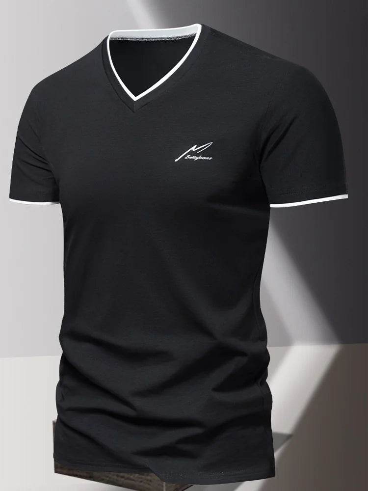 Buy Center Men's V-Neck Cotton T-Shirt - Stylish, Breathable Summer Wear - Buy Center UK