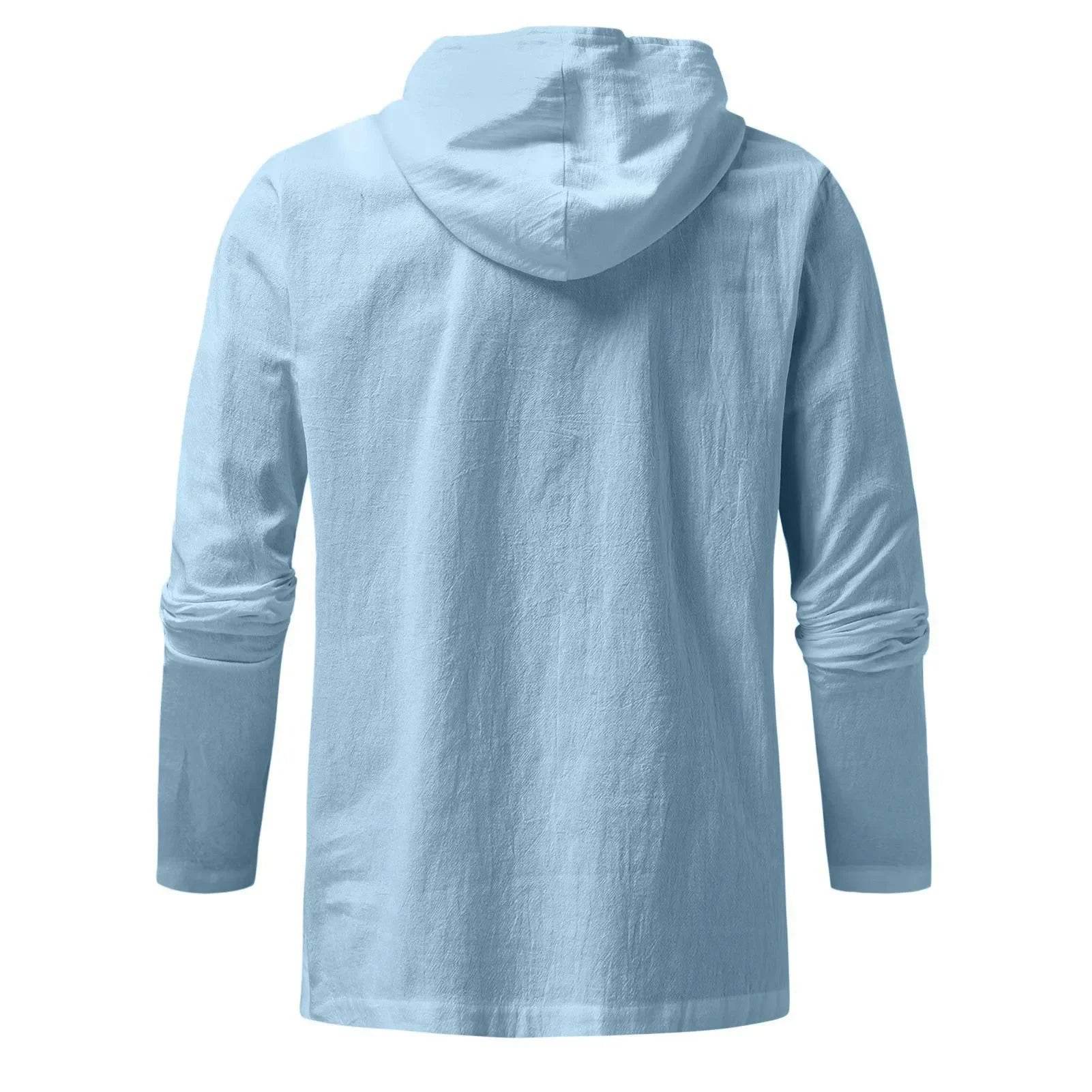 Buy Center Men's Hooded Pullover - Lightweight Cotton Linen Shirt - Buy Center UK