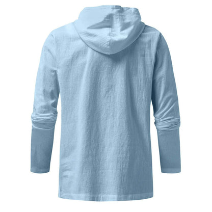 Buy Center Men's Hooded Pullover - Lightweight Cotton Linen Shirt - Buy Center UK
