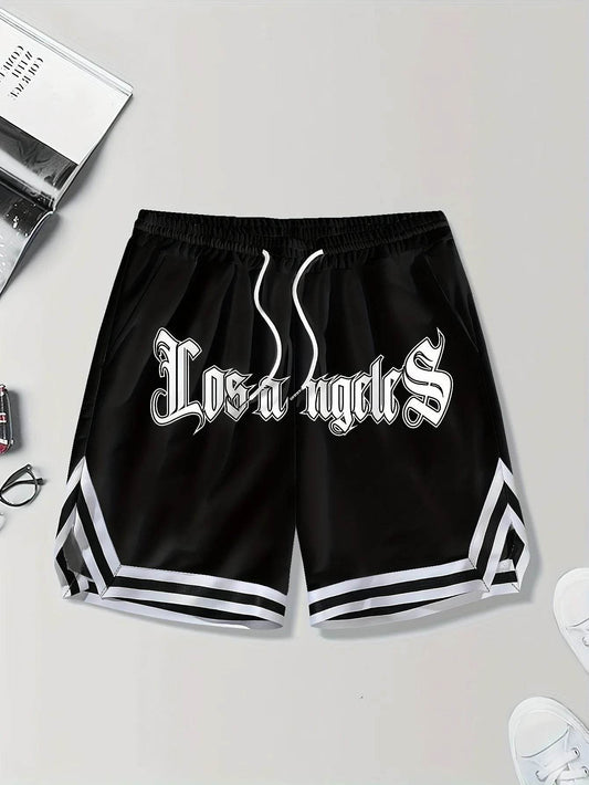 LOS ANGELES Print Men's Casual Shorts - Loose Fit & Drawstring Design - Buy Center UK