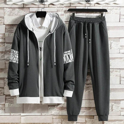 Buy Center Men's Hooded Cardigan Sweatpants Set - Casual Spring Outfit - Buy Center UK