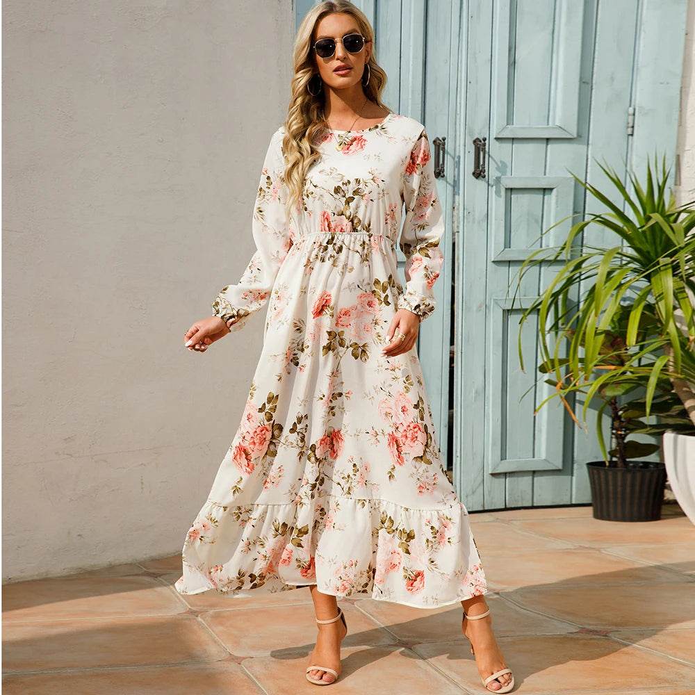 2023 Bohemian Women Maxi Dress - Long Sleeve Chiffon Floral Style - Buy Center UK